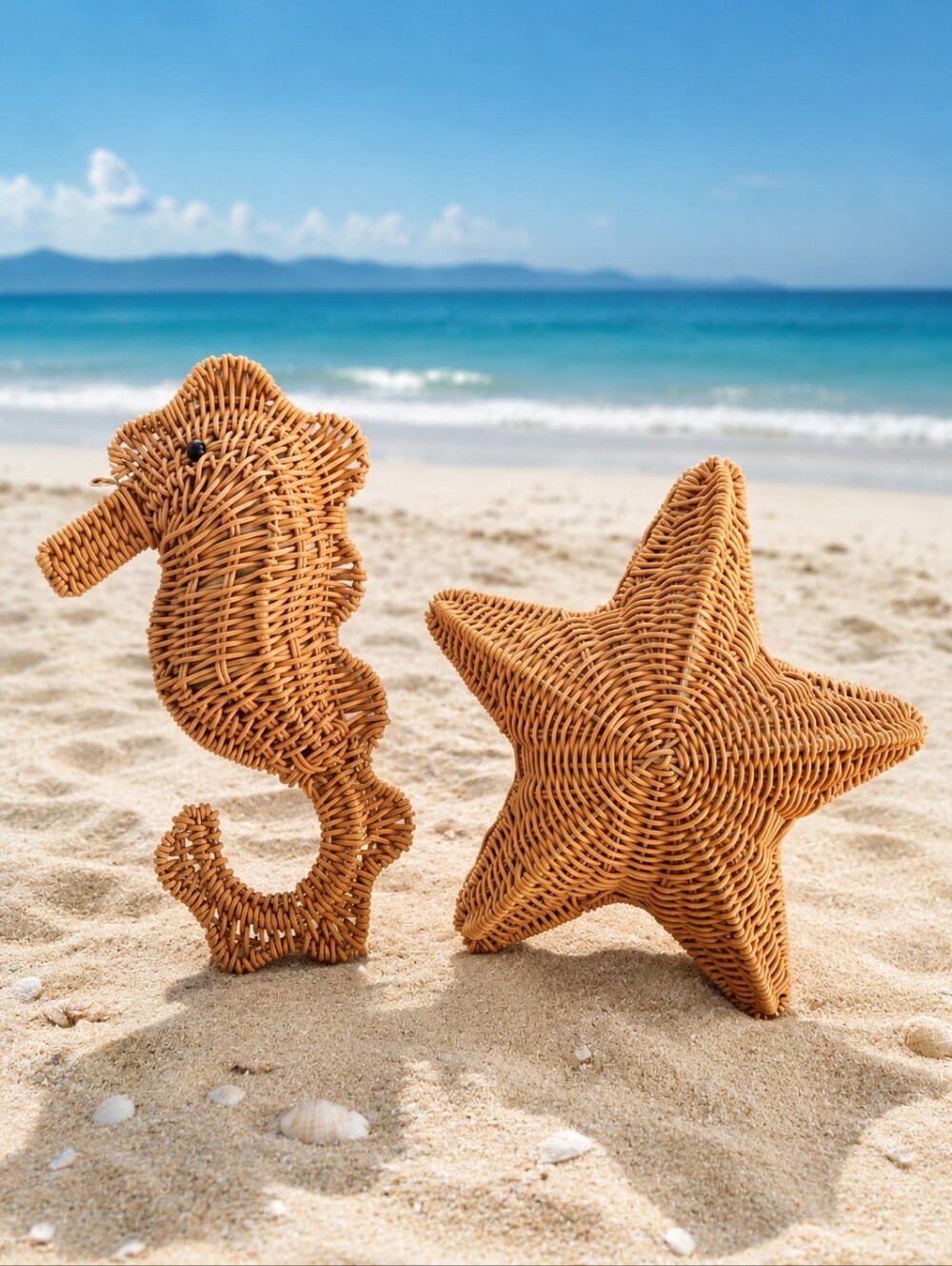 Tommy Bahama Wicker Seahorse & Starfish Bags Coastal Beach Resort Novelty Purses